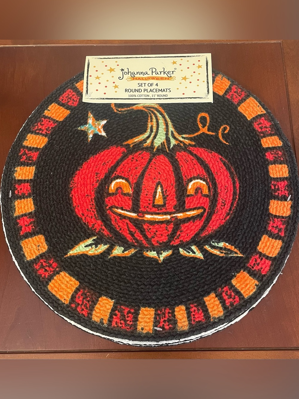 NWT JOHANNA PARKER SET OF 4 PUMPKIN HALLOWEEN PLACEMATS Kitchen Holiday Spooky